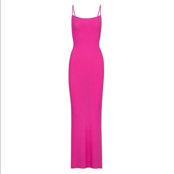 SKIMS Soft Lounge Long Slip Dress Maxi in Hot Pink XS - Picture 7 of 10
